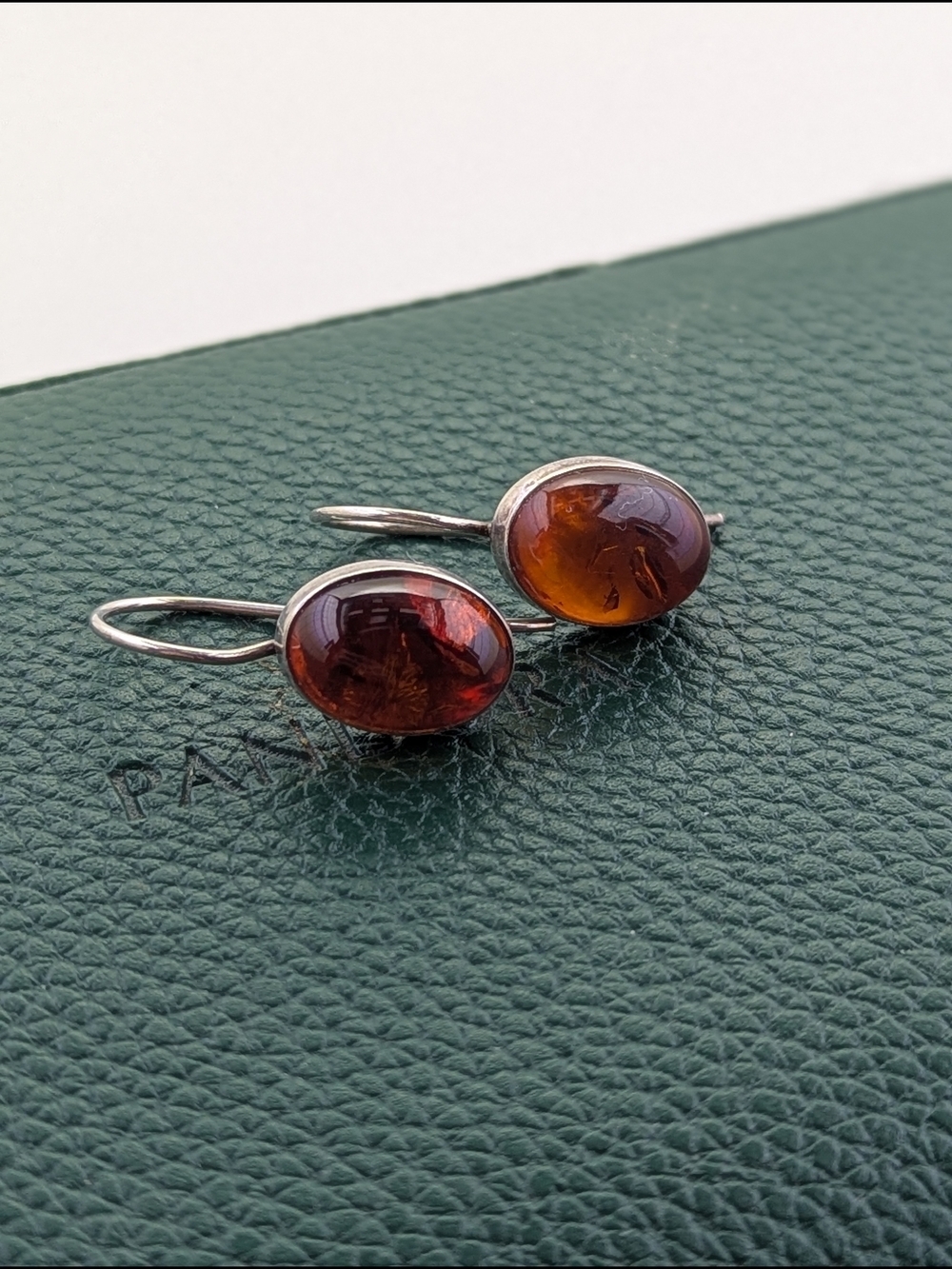 ✨ Sterling Silver Cognac Amber Drop Earrings ✨ - Picture 1 of 5